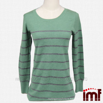 Stripe Green Cashmere Knit Sweater